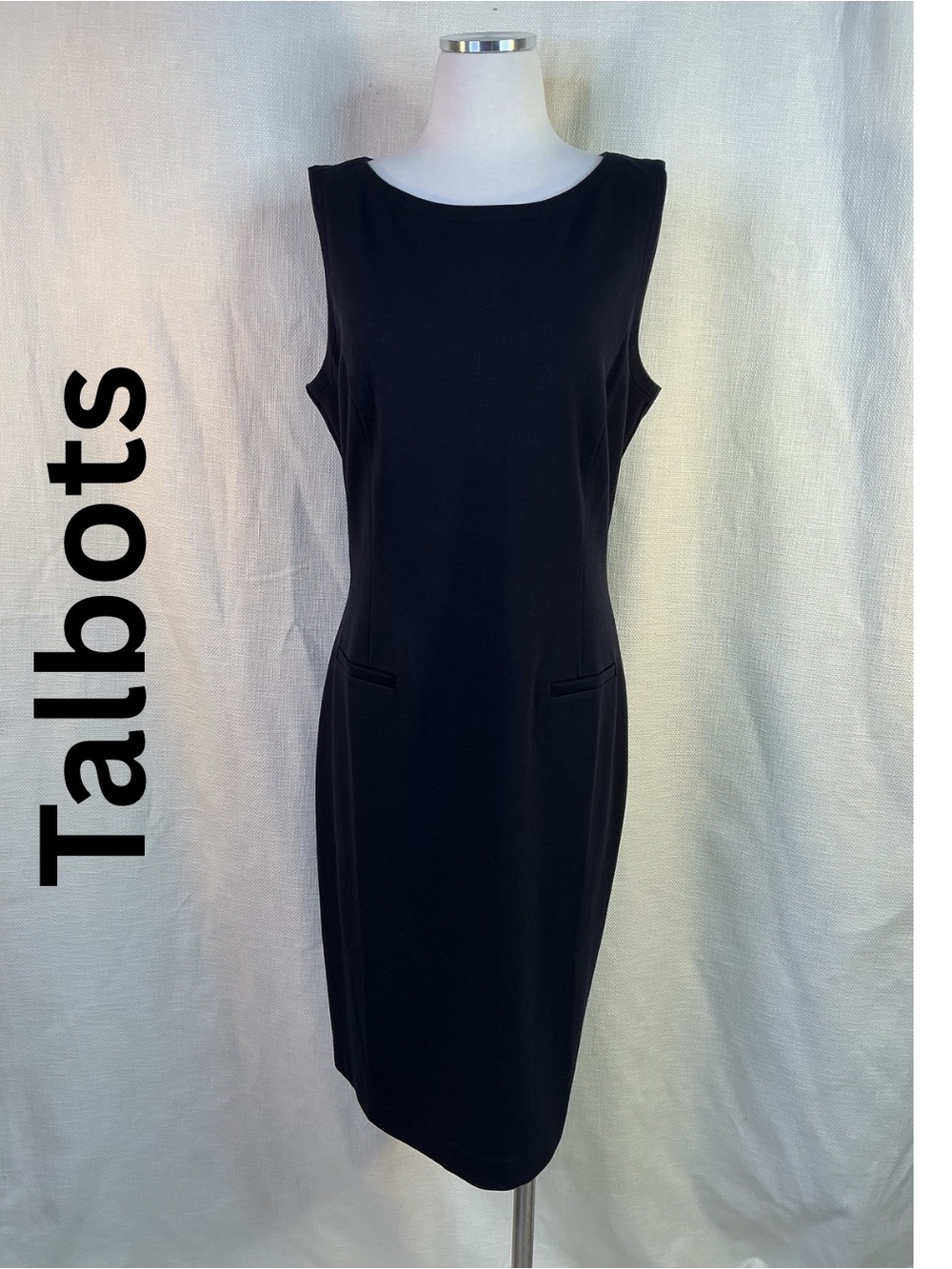 NWT Talbots Black Sheath Dress Size 12 Sleeveless Career Cocktail Stretch